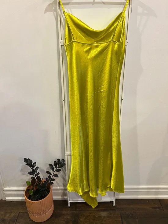 Chartreuse Cowl Neck Slip Dress - Picture 6 of 6